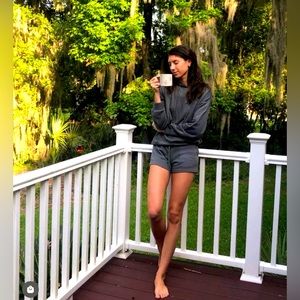 Womens Gray Hoodie and shorts loungewear matching set AIRPLANE MODE ✈ print